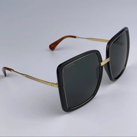 GUCCI Authentic Gold Gray Metal Square Oversized Sunglasses GG0903S 001 60MM NWT - Picture 9 of 16